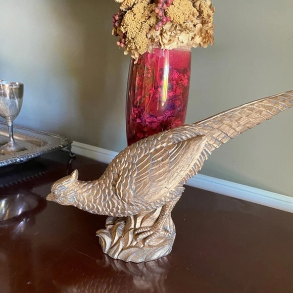 Pier 1 Gold Pheasant Bird Sculpture (Flawed) - Picture 4 of 10